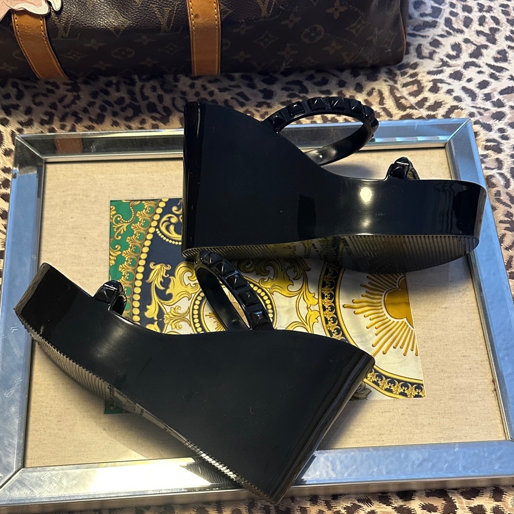 Carmel Sol Tonino Black Platform Sandals Made in Italy - Picture 3 of 4